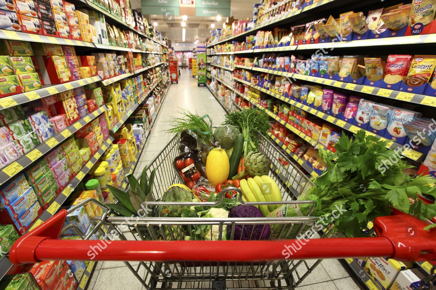 Full Shopping Trolley Being Pushed Down Editorial Stock Photo - Stock ...