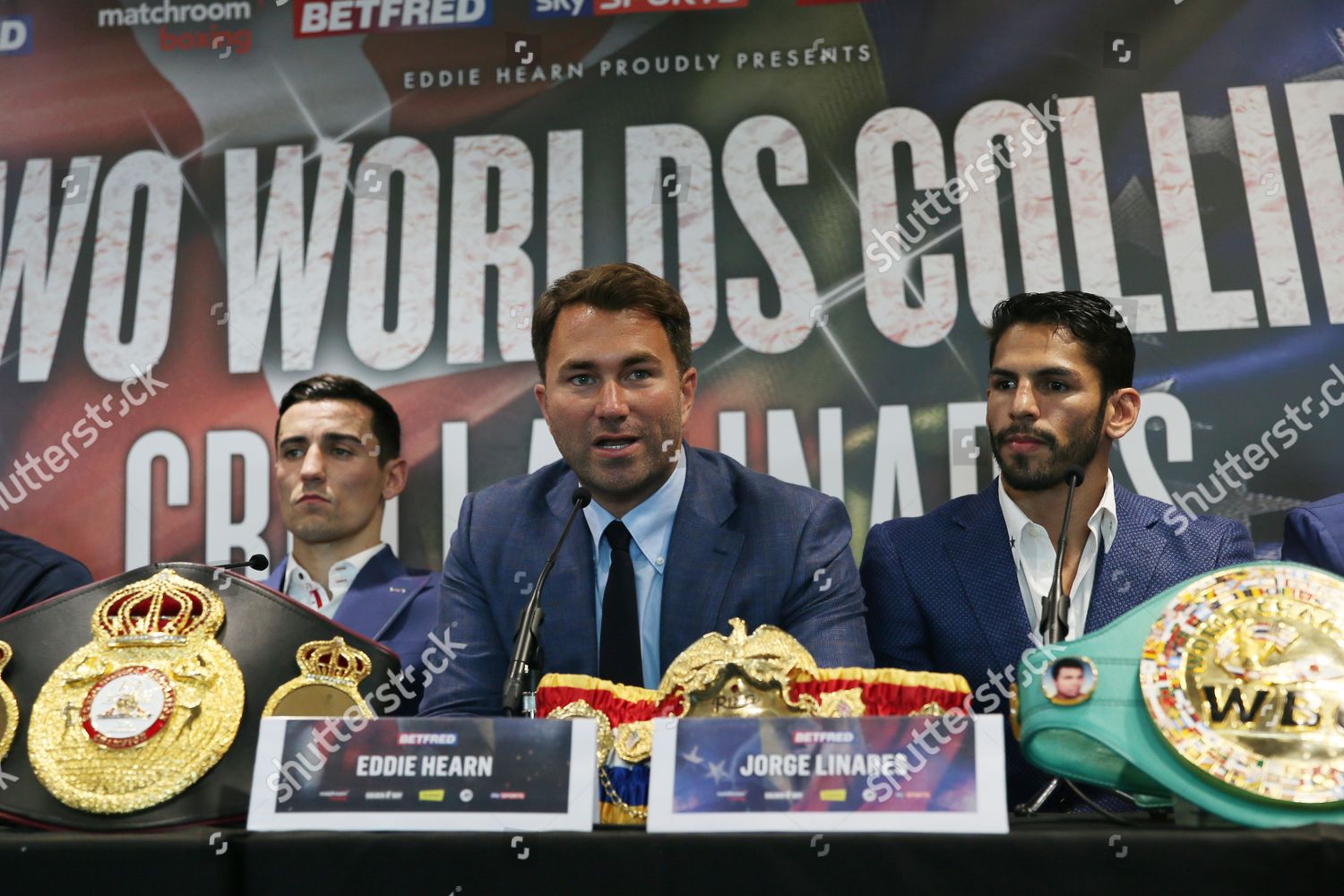 Anthony Crolla Jorge Linares During Their Press Editorial - 