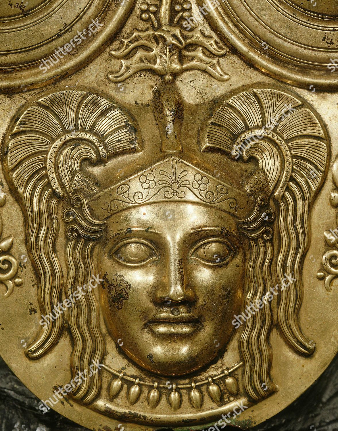 Details Cuirass Gilded Bronze Phoenician 3rd Editorial Stock Photo