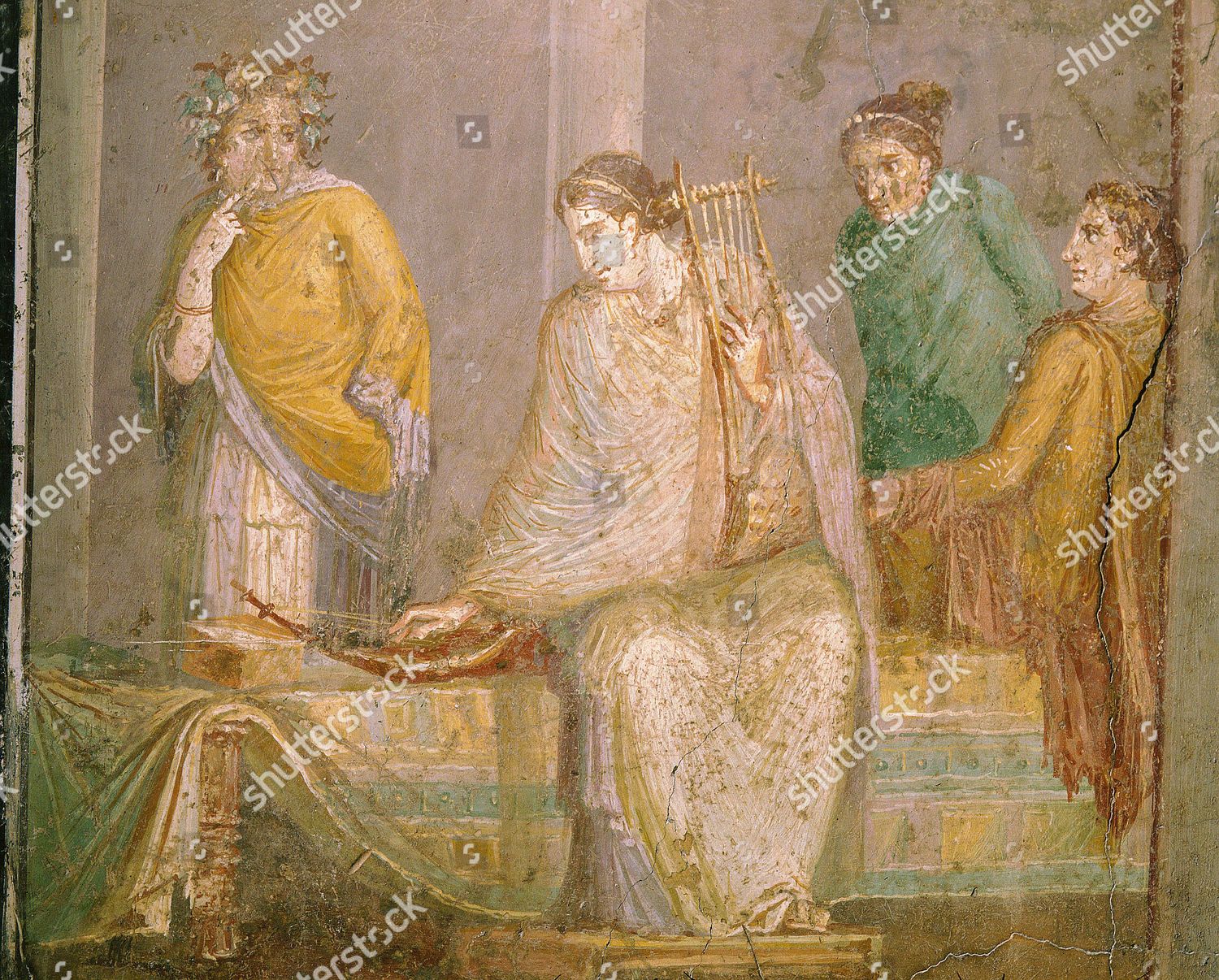 Playing Cithara Fresco Pompeii 1st Century Editorial Stock Photo ...