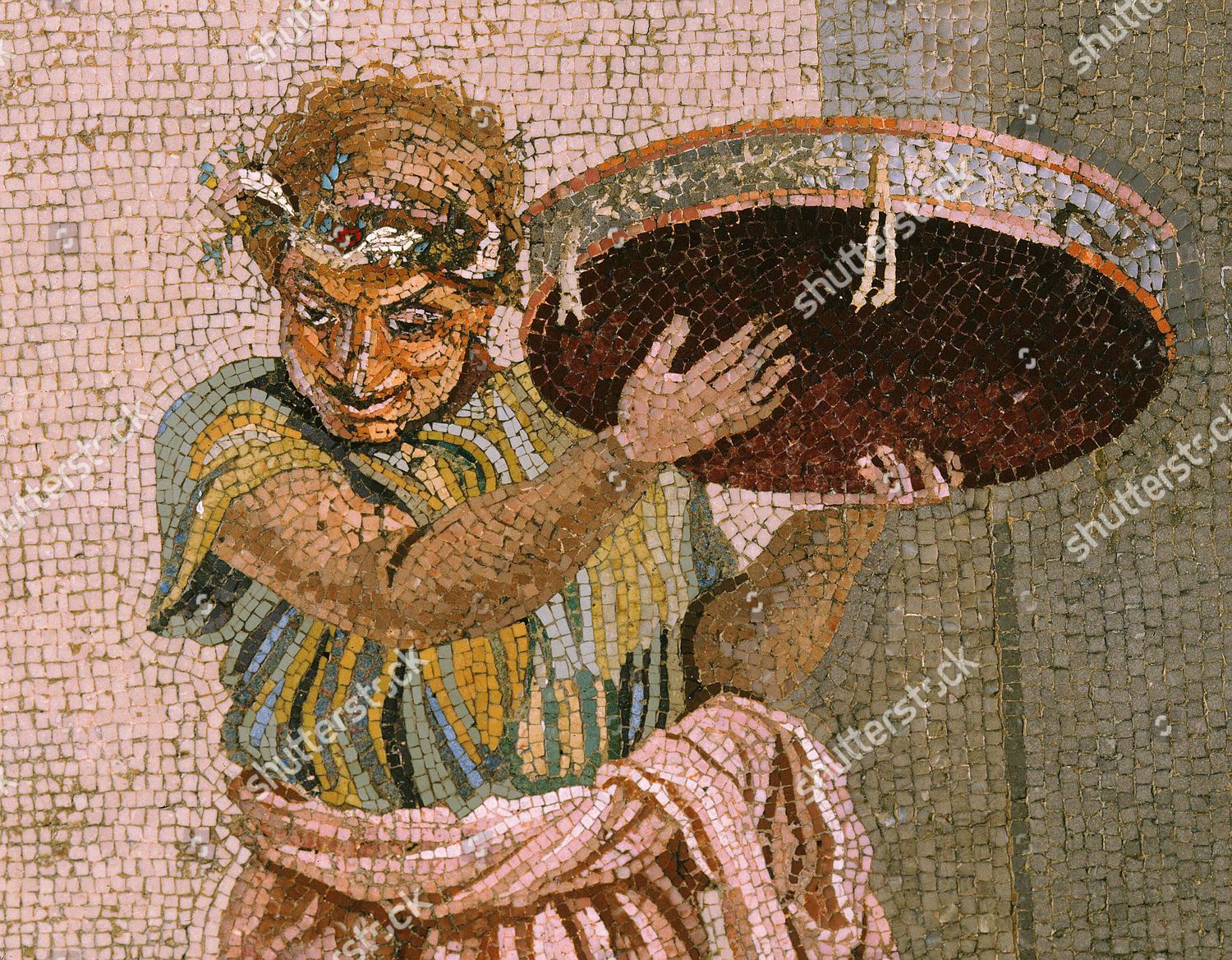 Actor Playing Tambourine Roman Mosaic 1st Editorial Stock Photo Stock