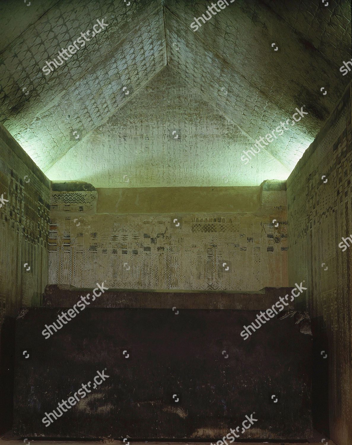 Sarcophagus Room Ceiling Decorated Stars Walls Reliefs Editorial