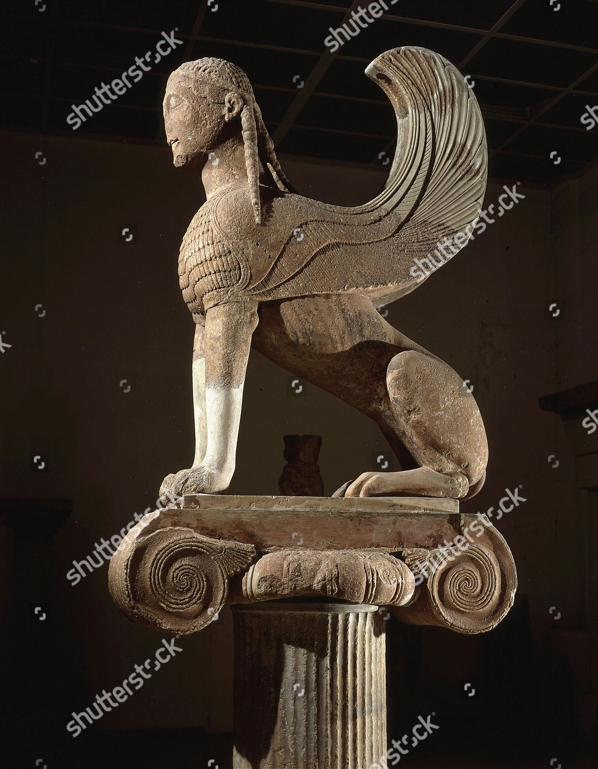 Naxian Sphinx C 560 Bc Archaic Editorial Stock Photo - Stock Image ...