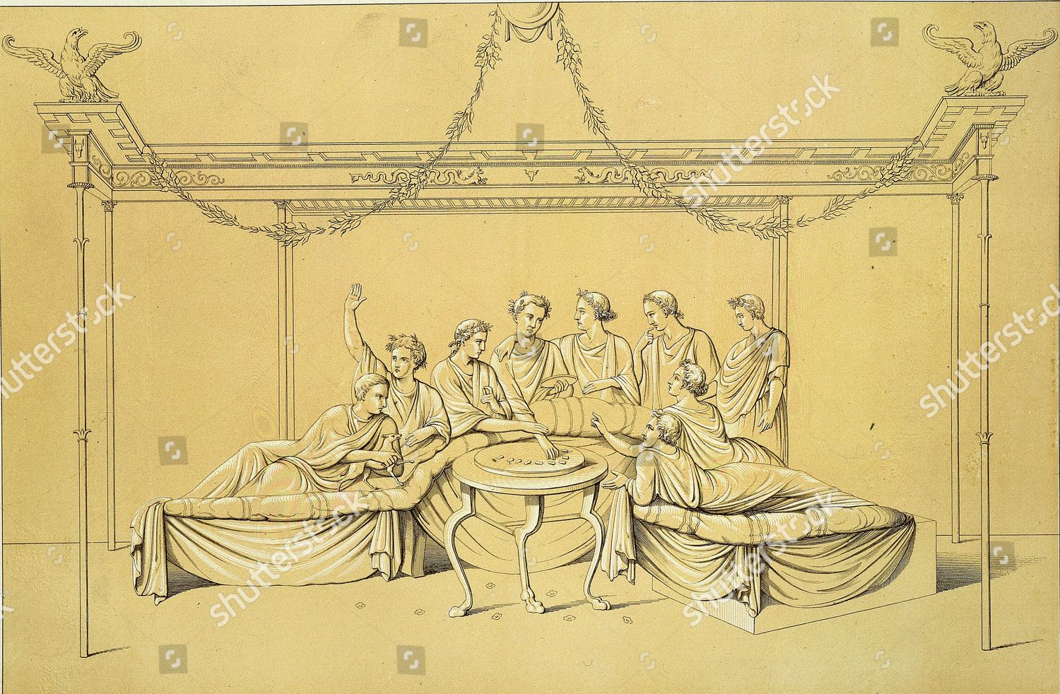 Romans Playing Game Triclinium Dining Room Reconstruction Editorial Stock Photo Stock Image Shutterstock