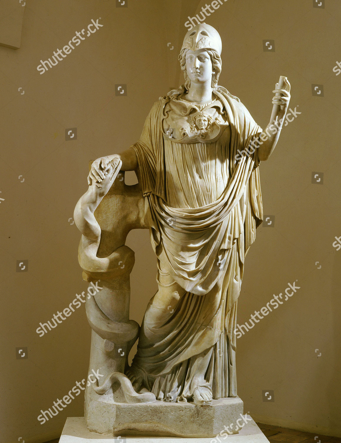 Athena Parthenos Greek Goddess Serpent Marble Editorial Stock Photo ...