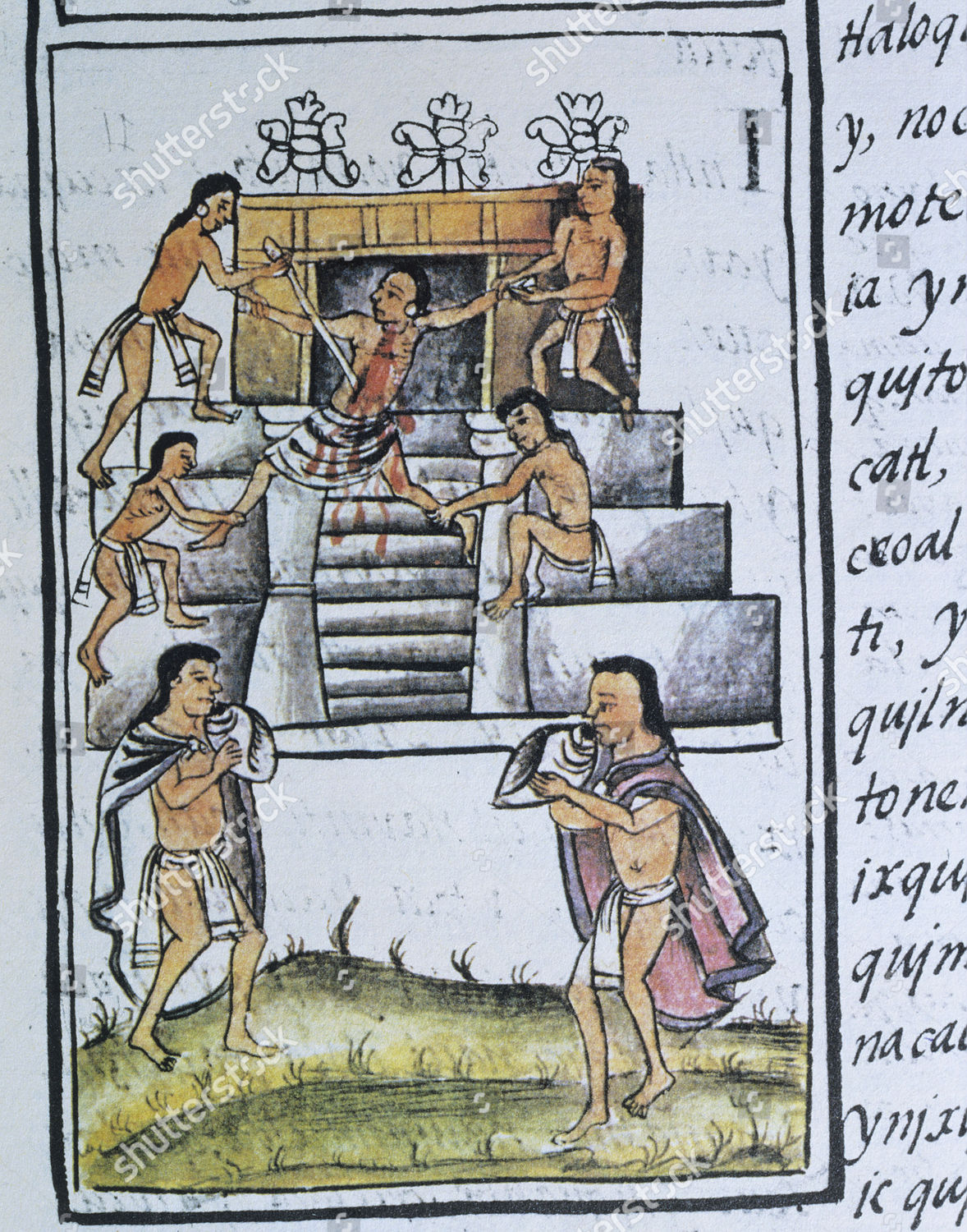 aztec sacrifice drawing