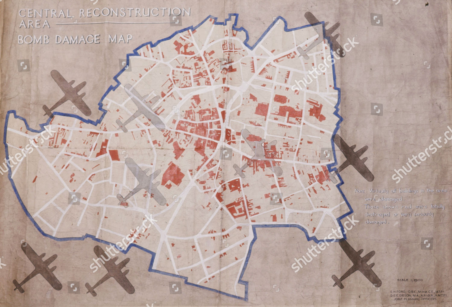 Central Reconstruction Area Bomb Damage Map Editorial Stock Photo ...