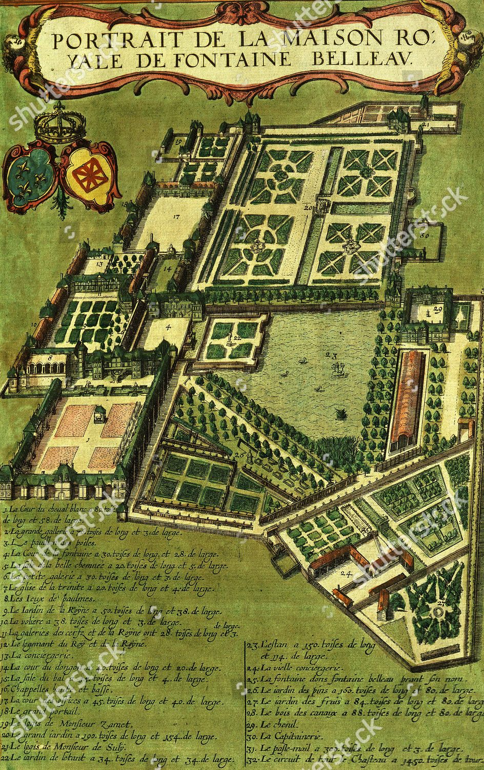 De Fontainebleau Gardens France Engraving 1663 Editorial Stock Photo -  Stock Image