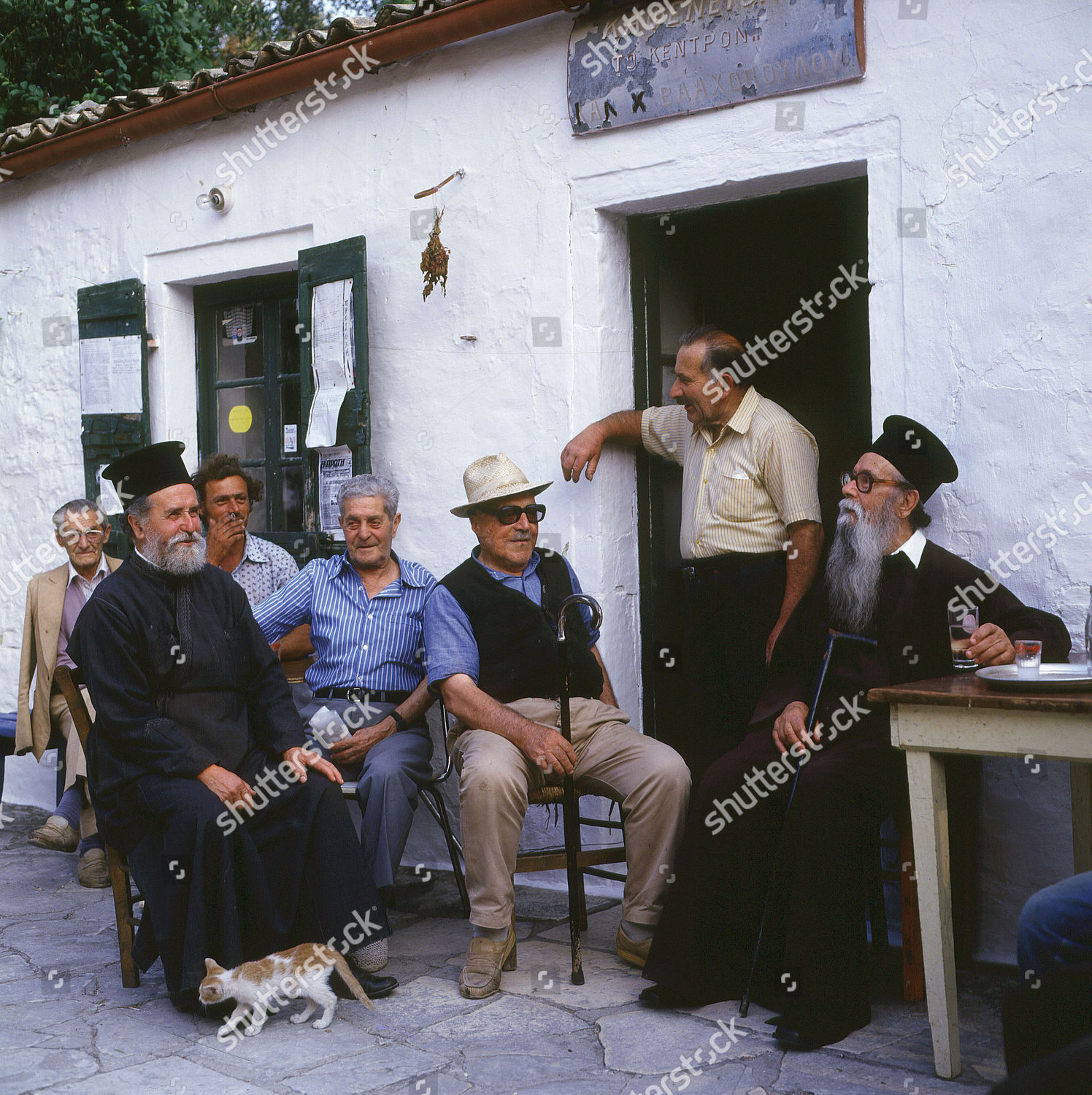 Greece Priests Greek Men Sitting Outside Editorial Stock Photo - Stock ...