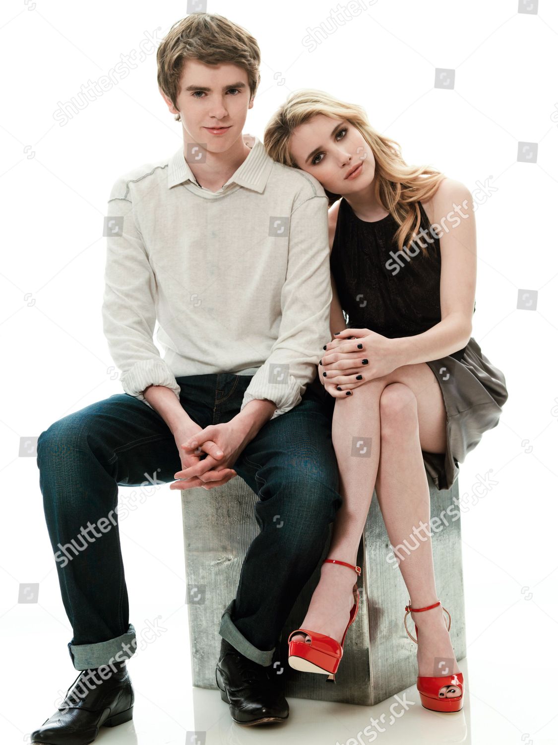 Freddie Highmore Emma Roberts Editorial Stock Photo Stock Image