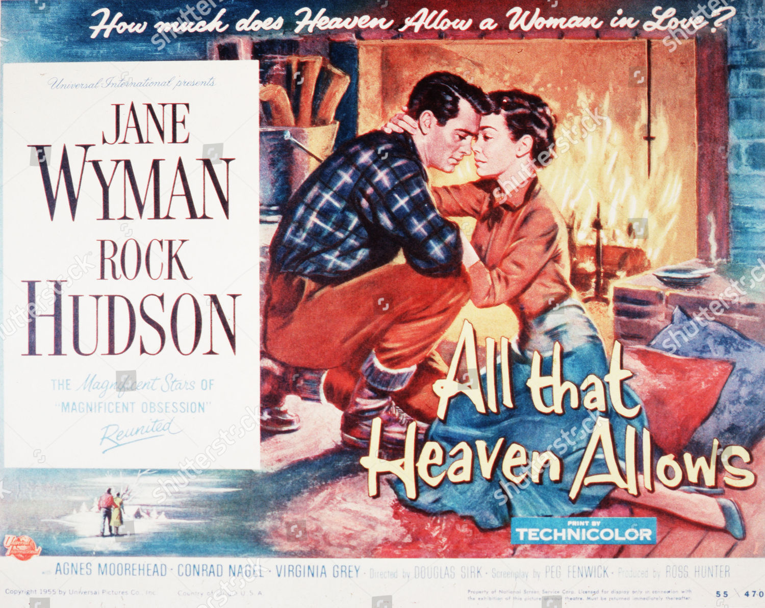 All That Heaven Allows Rock Hudson Jane Wyman Romantic Pose 1955 Or 24x36 Poster