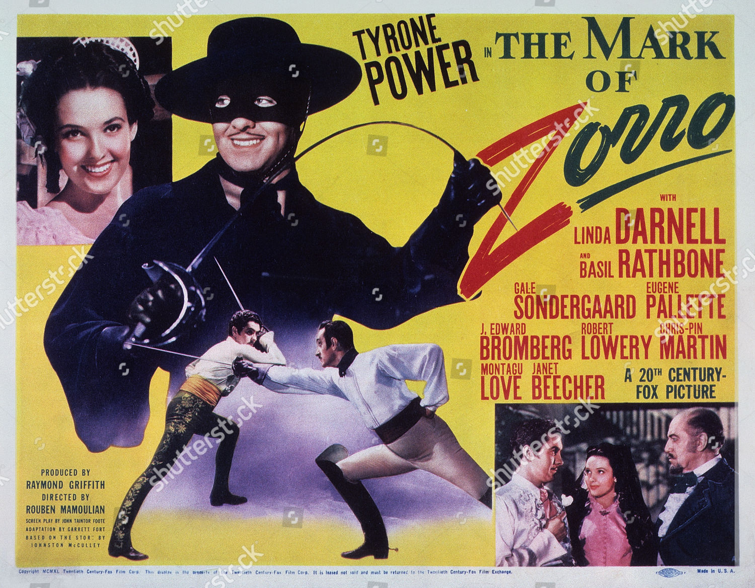 24x36 The Mark of Zorro Vintage Movie Poster
