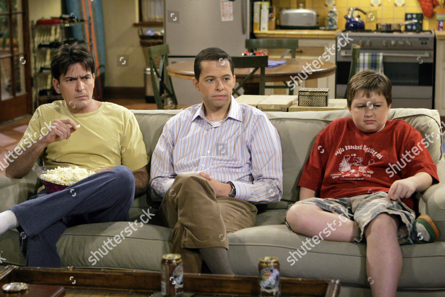 Charlie Sheen Jon Cryer Angus T Jones Editorial Stock Photo