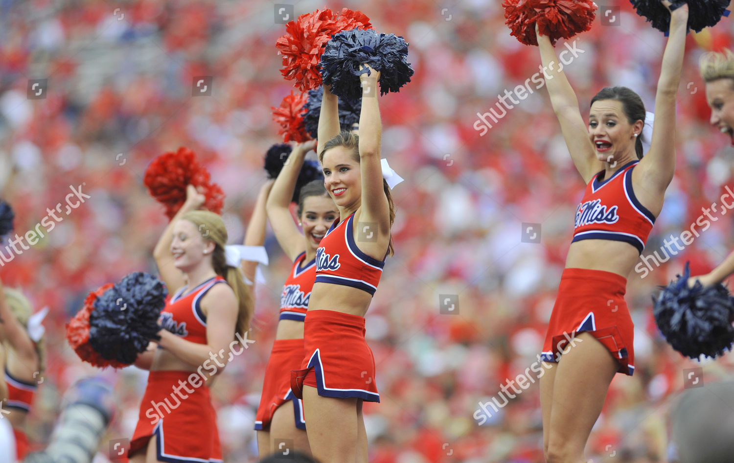 Mississippi Cheerleaders Prepare Kickoff During Second Editorial Stock