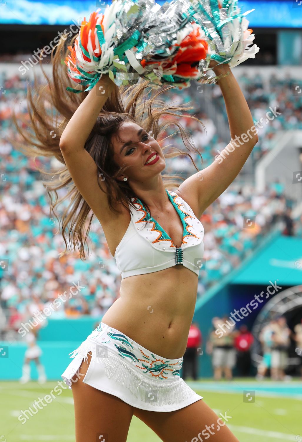 Miami Dolphins Cheerleader On Catwalk Editorial Stock Photo - Stock Image