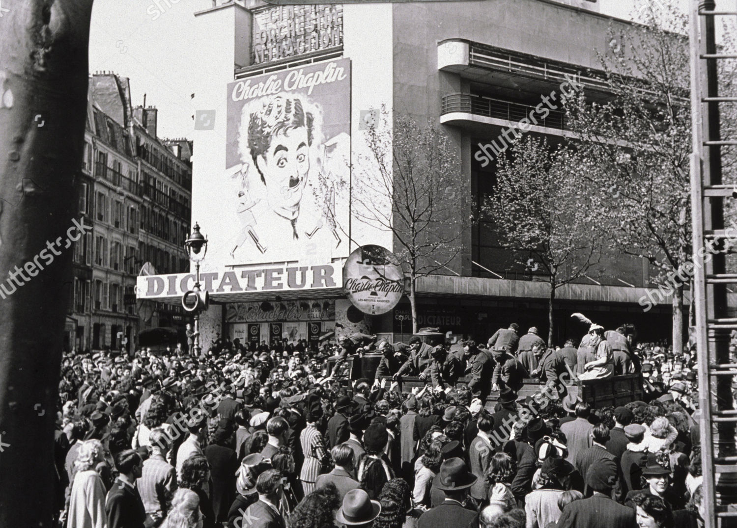 Crowd Outside Cinema Billboard Charlie Chaplins Editorial Stock Photo ...