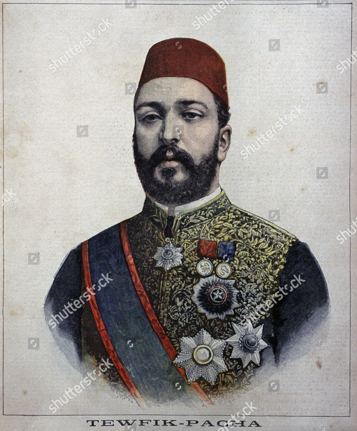 Tewfik Pasha 185292 Khedive Egypt Engraving Editorial Stock Photo ...