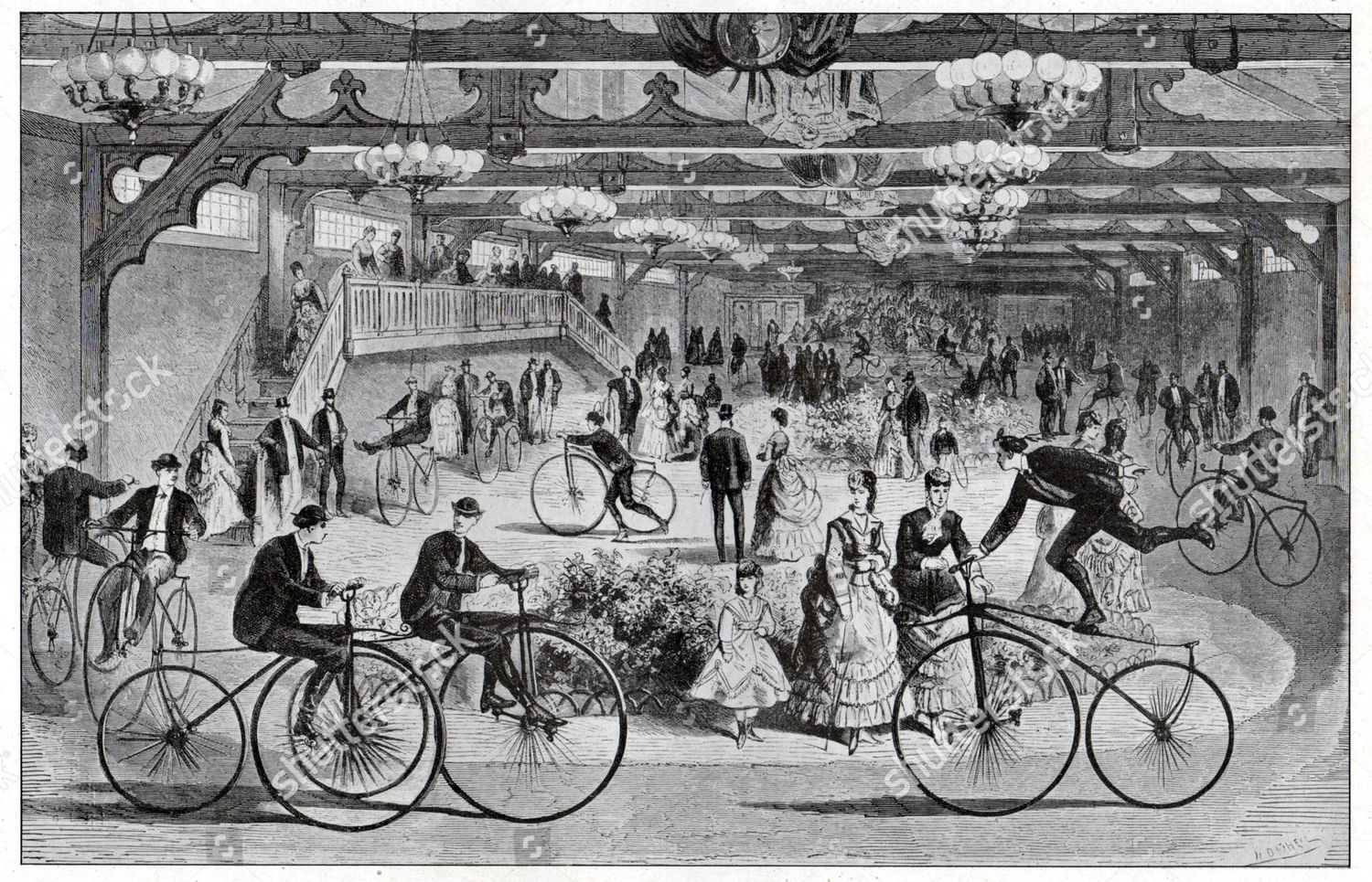 4 Lithos Originales De Vélos 1897 - Velociped - Images Anciennes - Authentiques