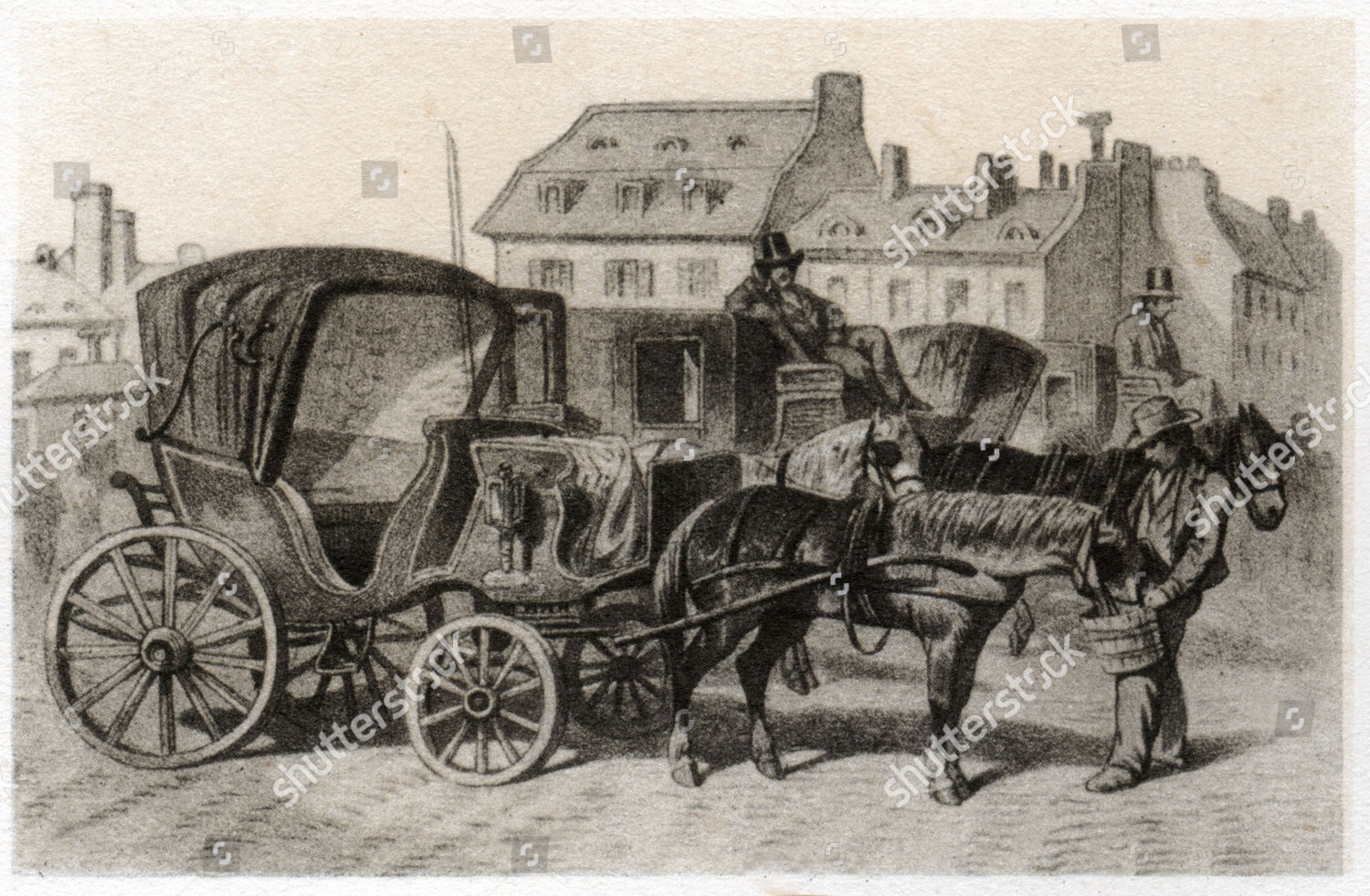 Hackney Cab Paris France Engraving By Editorial Stock Photo - Stock ...