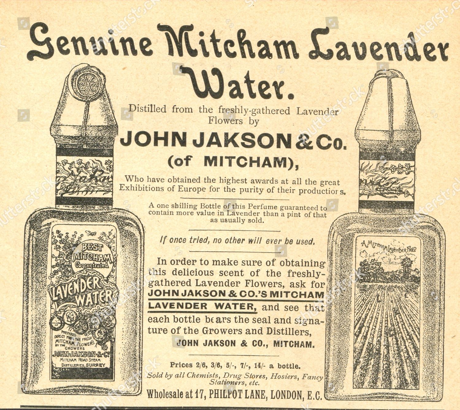 Advertisement Mitcham Lavender Water Circa 1895 Editorial Stock Photo ...