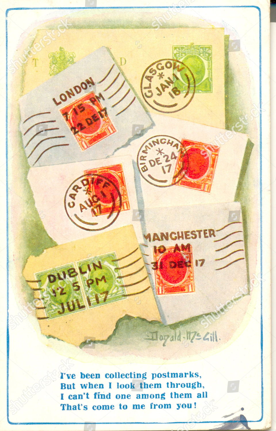 Comic Postcard On Collecting Postmarks 1918 Editorial Stock Photo ...