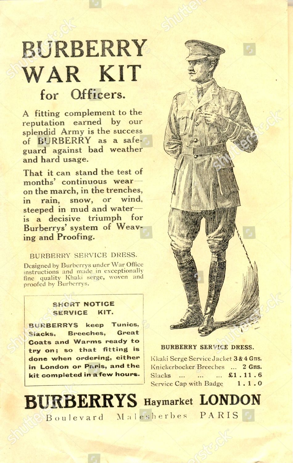 World War One Advertisement Burberry War Editorial Stock Photo - Stock  Image | Shutterstock