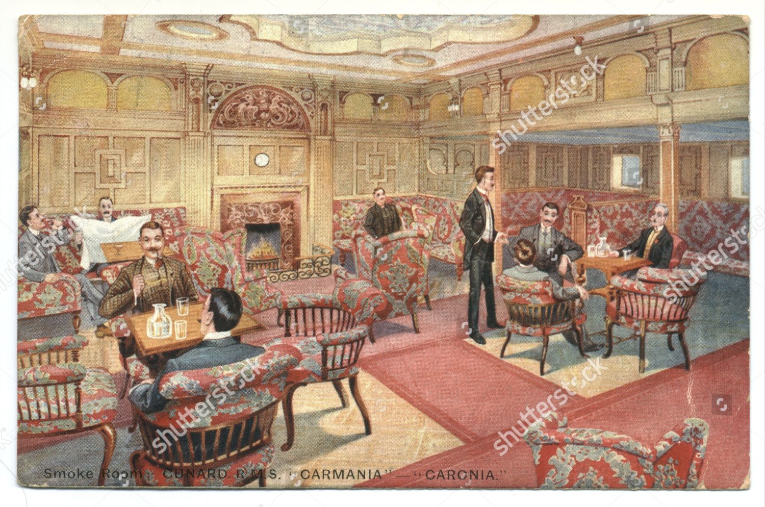 Smoking Room On Cunard Rms Carmania Caronia Redaktionelles