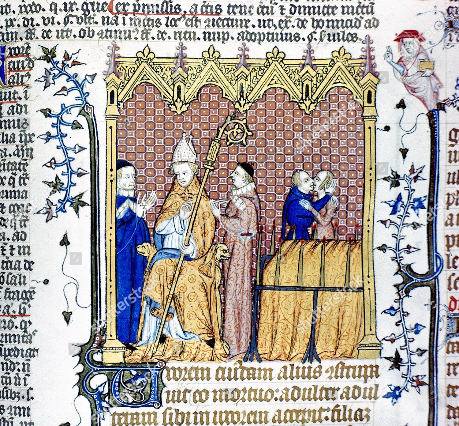 Bishop Couple Kissing Background Manuscript Illumination Editorial ...