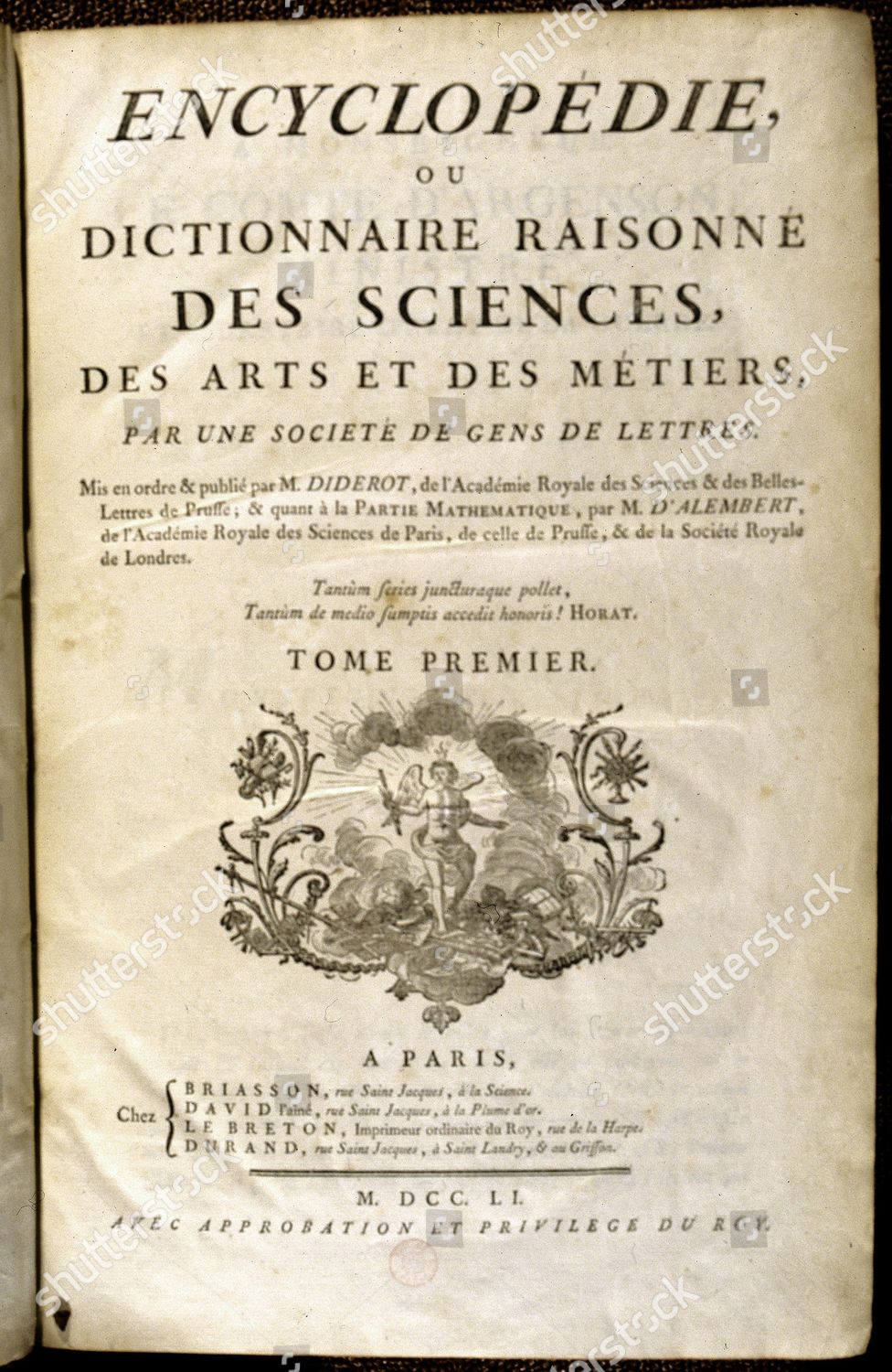 Title Page Ou Dictionnaire Des Sciences Des Editorial Stock - 