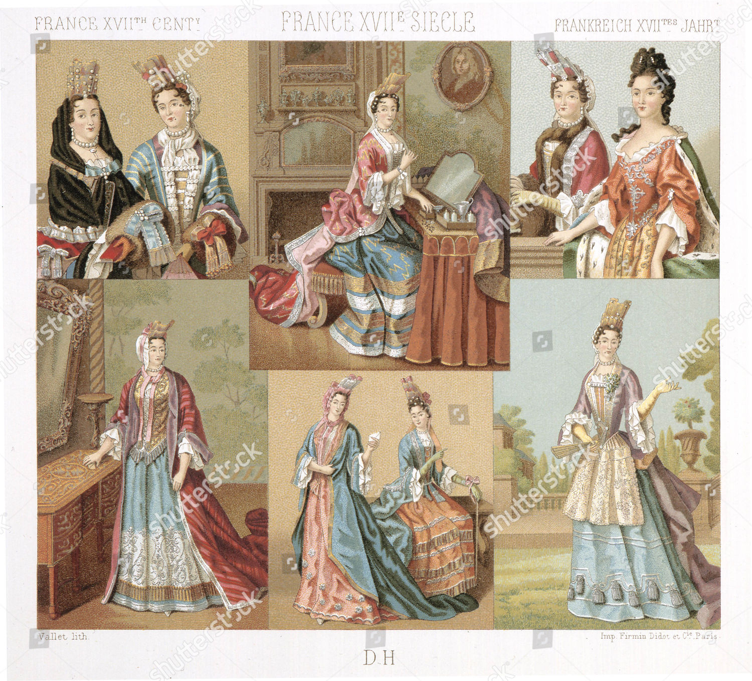 women 17th century hairstyles a la fontange editorial stock