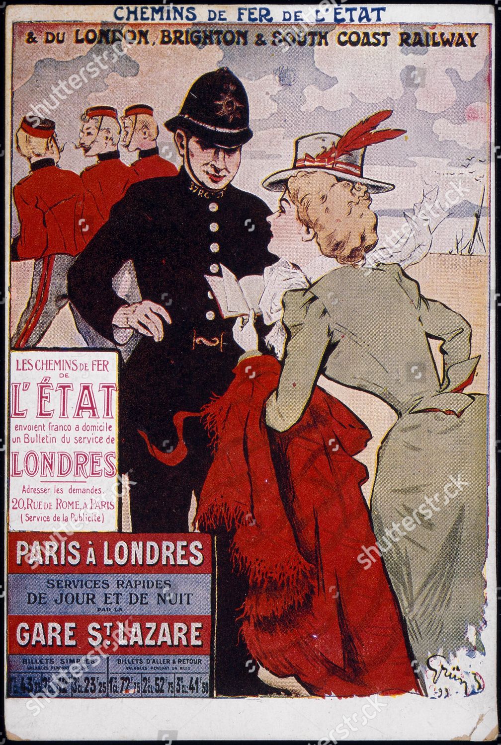Affiche chemin de fer Etat et de Brighton Londres