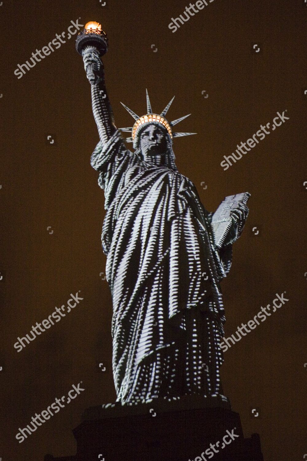 Statue Liberty Light Show New York Editorial Stock Photo Stock Image