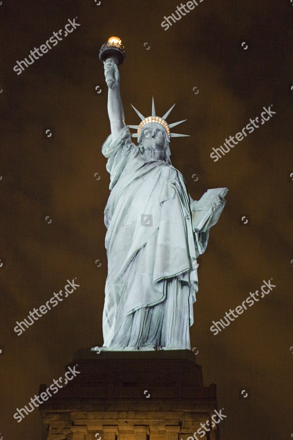 Statue Liberty Light Show New York Editorial Stock Photo Stock Image