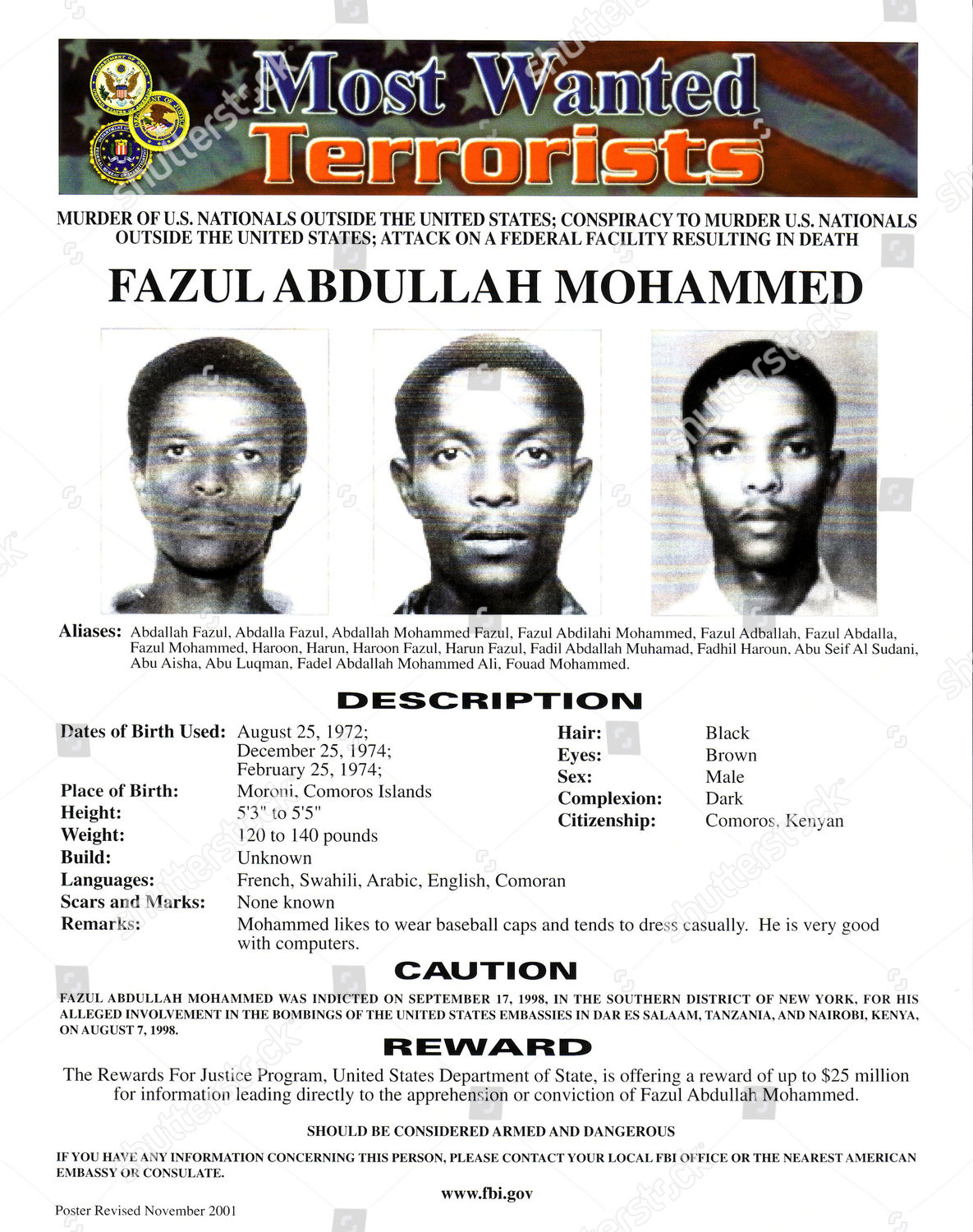 Wanted Terrorist Al Qaeda Operative Fazul Editorial Stock Photo - Stock  Image | Shutterstock