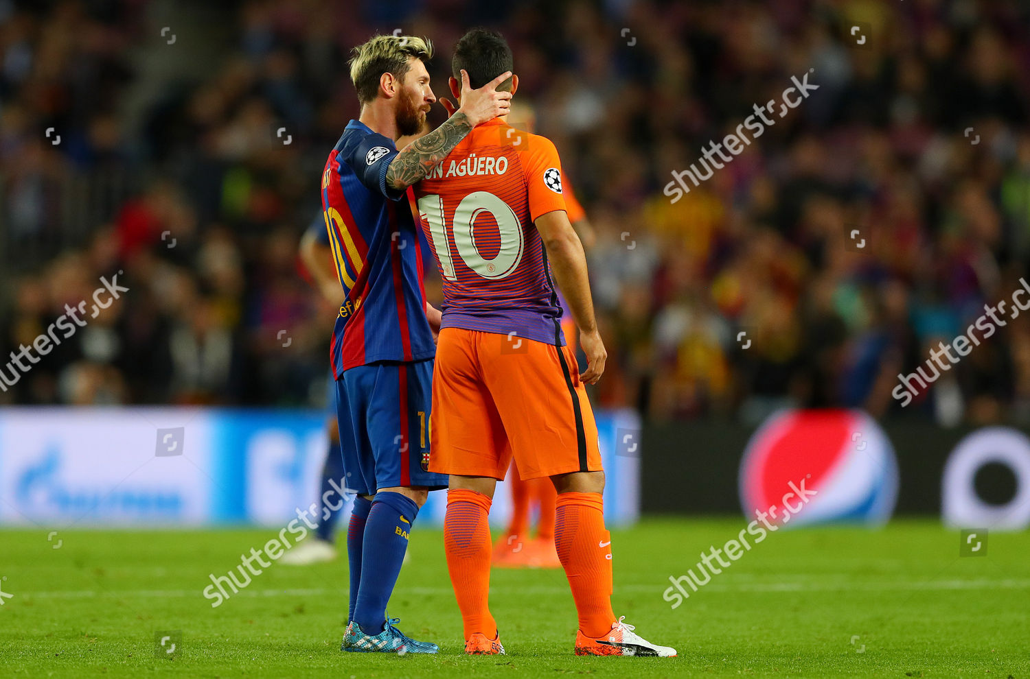 Lionel Messi Fc Barcelona Sergio Aguero Editorial Stock