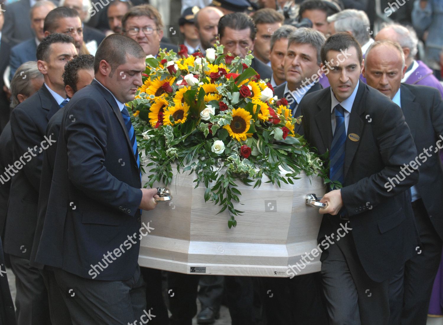 Luciano Pavarottis Coffin Leaving Cathedral Editorial Stock Photo
