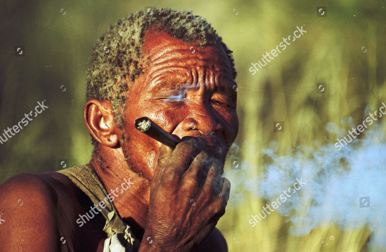 Bushman Hunting Party Smoking Before Setting Editorial Stock Photo