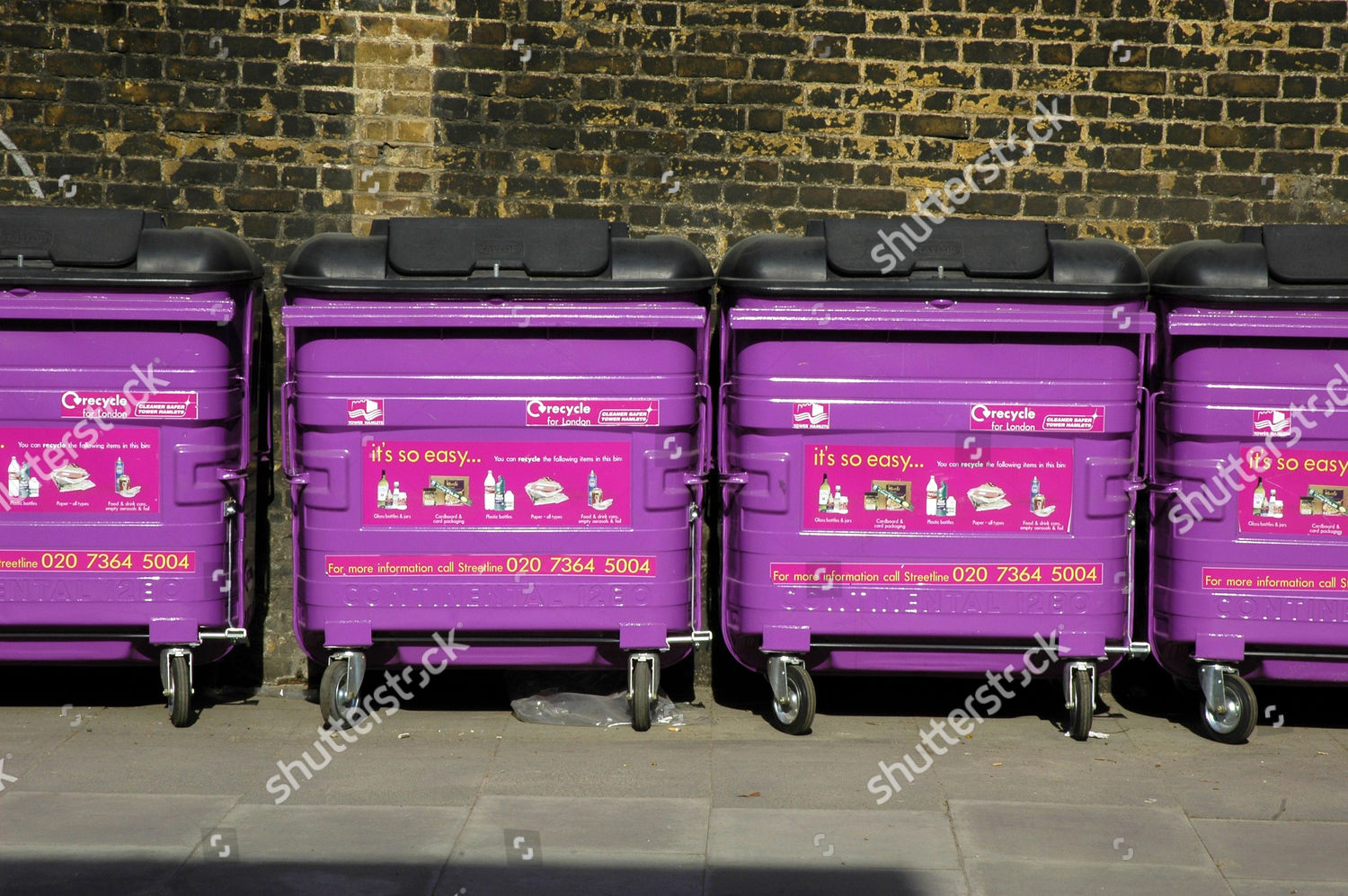 Mixed Recycling Bins Bow Tower Hamlets Editorial Stock Photo Stock