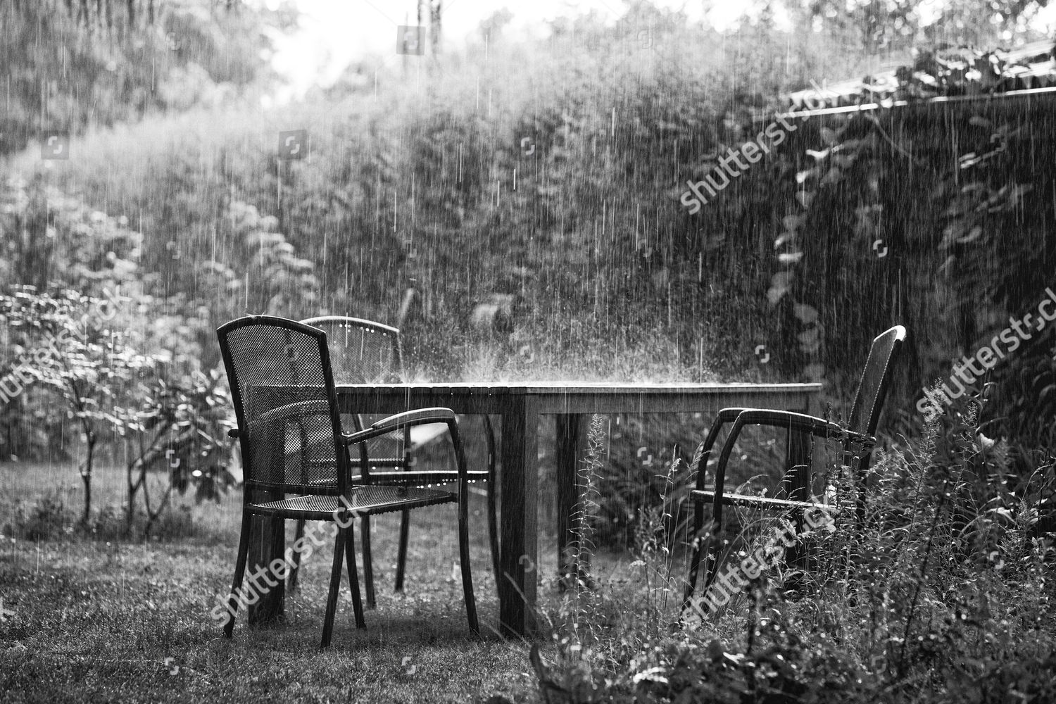 Garden Furniture Rainstorm Editorial Stock Photo Stock Image
