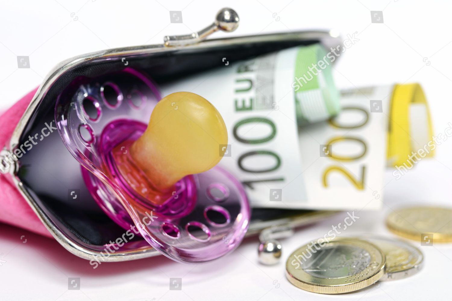 Pacifier Dummy Wallet Euro Banknotes Symbolic Editorial Stock Photo