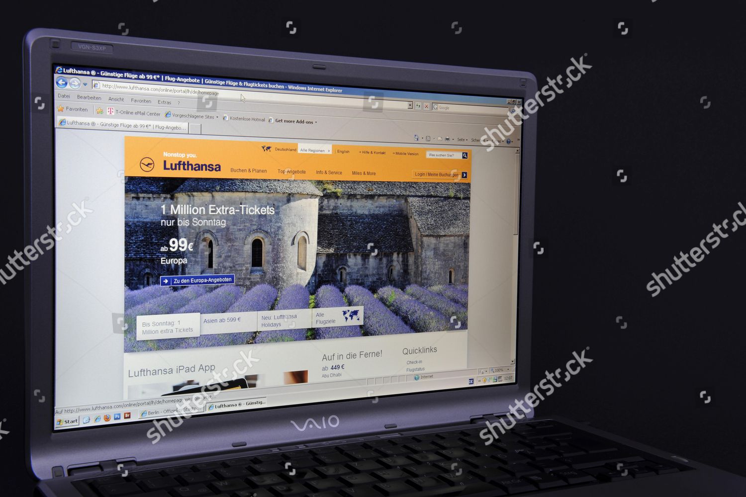 Website German Lufthansa Webpage On Screen Sony Editorial Stock Photo Stock Image Shutterstock