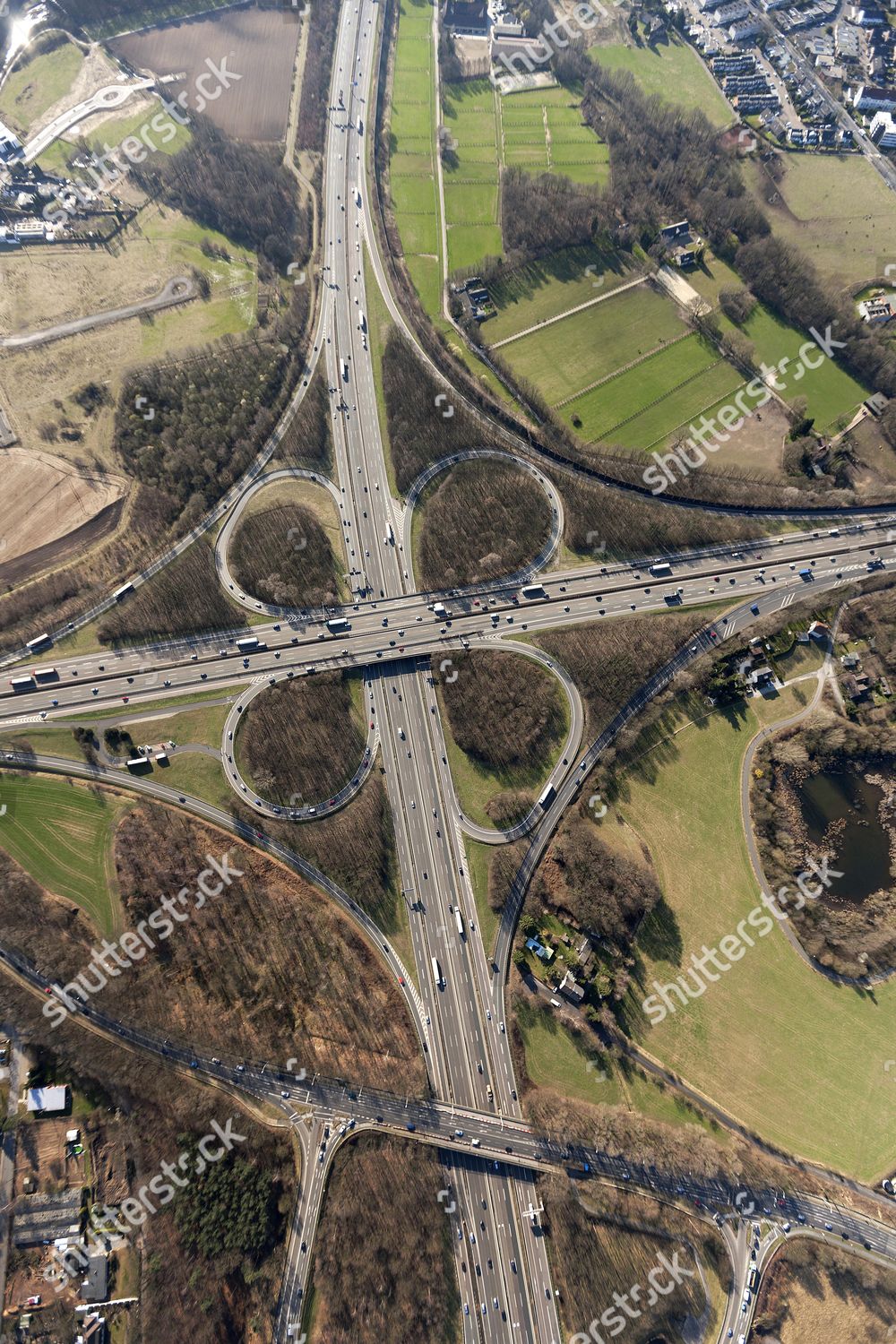 Aerial View A46 A3 Motorway Intersection Editorial Stock Photo - Stock ...