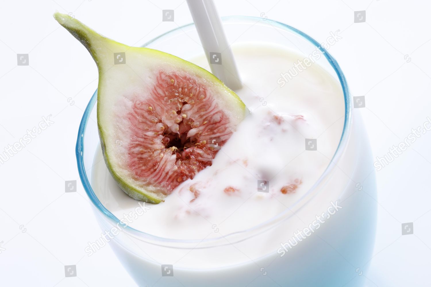Blue Glass Yogurt Plastic Spoon Fig Editorial Stock Photo Stock Image
