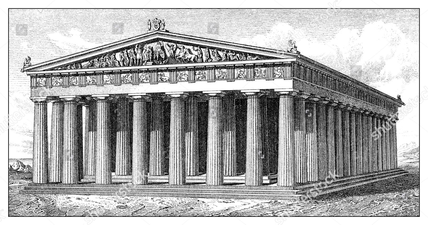 Historical Graphic Representation Parthenon Dedicated Greek Editorial 