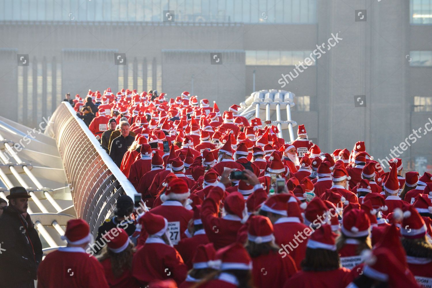 Hundreds Santas Run Through City London Charity Editorial Stock