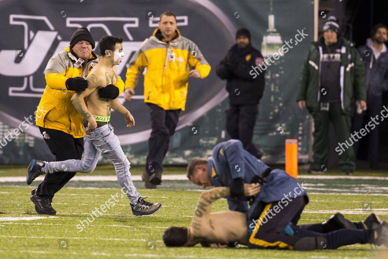 Two Fans Run Onto The Field At Candlestick Park During Fourth Quarter