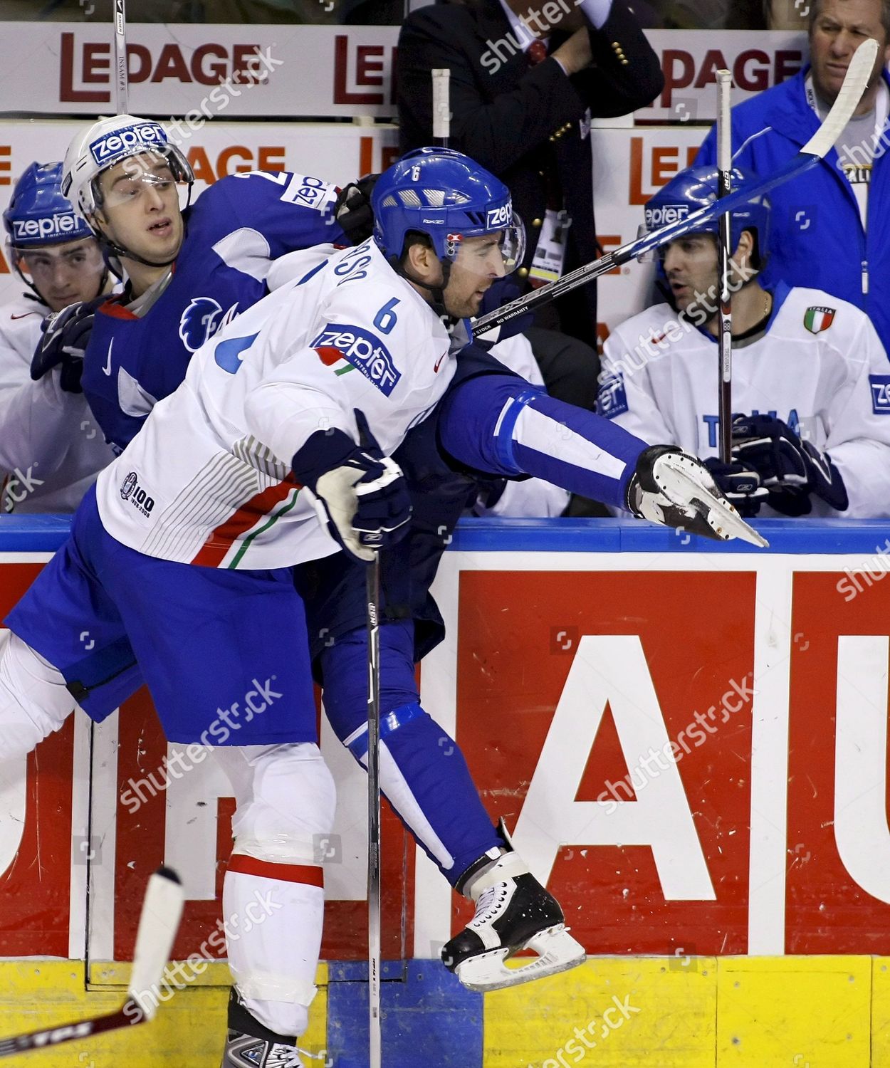 Italy Defenceman Michele Strazzabosco R Action Editorial Stock