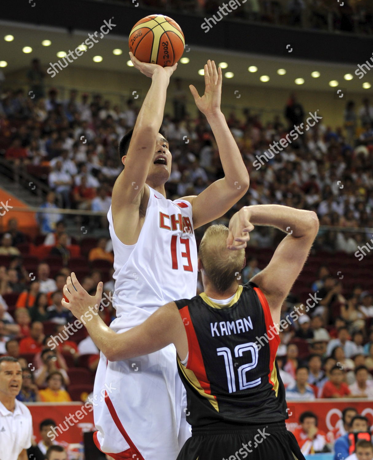 Yao Ming China L Shoots Over Editorial Stock Photo - Stock Image ...