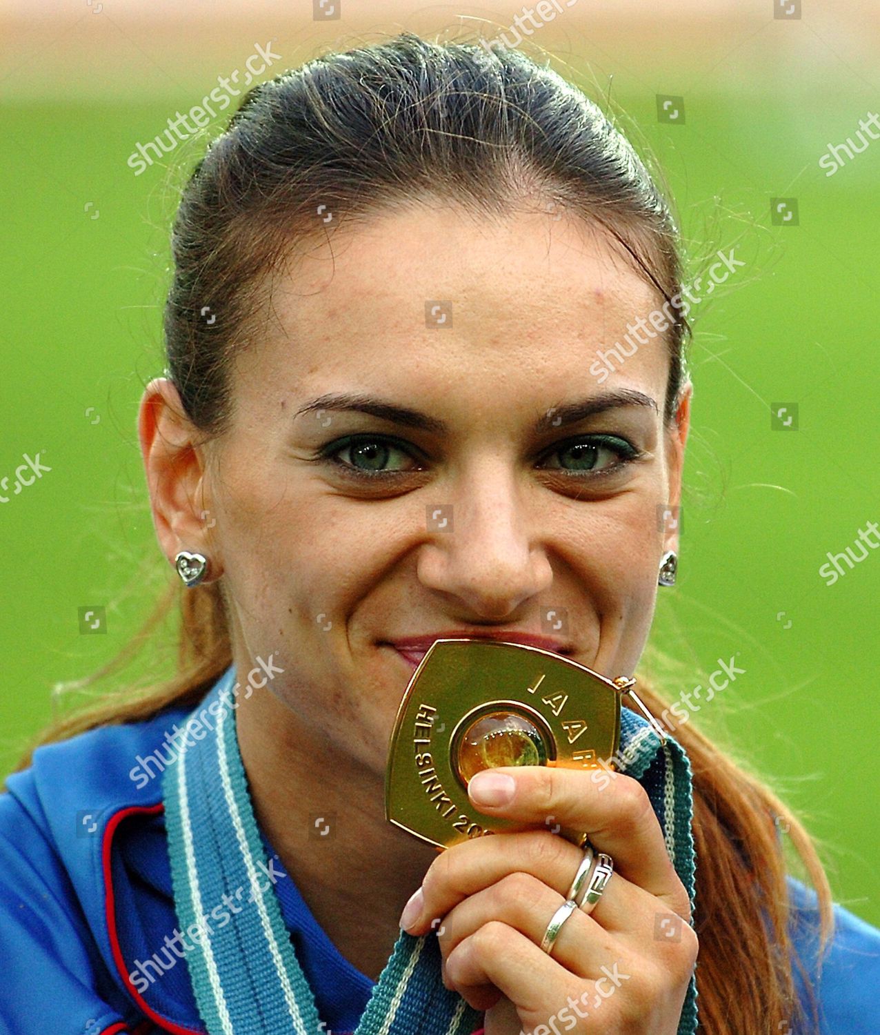 Russias Yelena Isinbayeva Poses Gold Medal Editorial Stock Photo ...