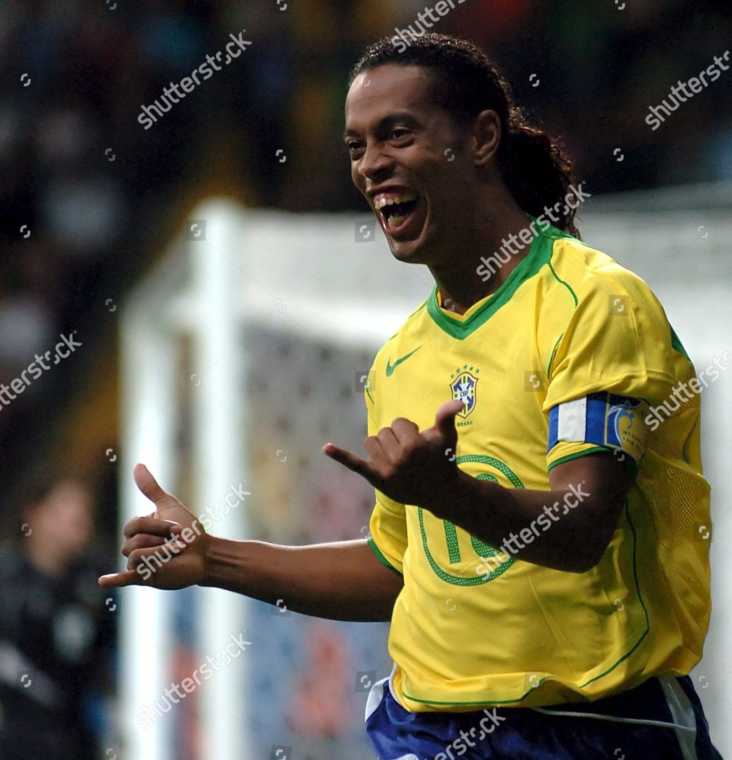 Brazilian Soccer Player Ronaldinho Celebrates After Editorial Stock